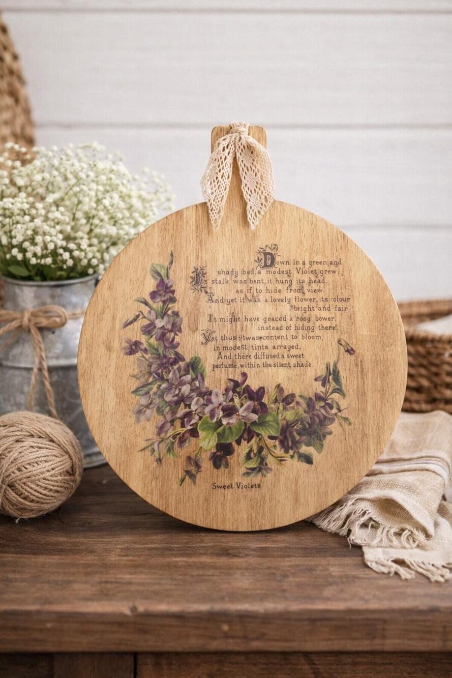 Upcycled Wood Wall Plaque • Vintage Inspired Floral Sign • Cottage Home Decor